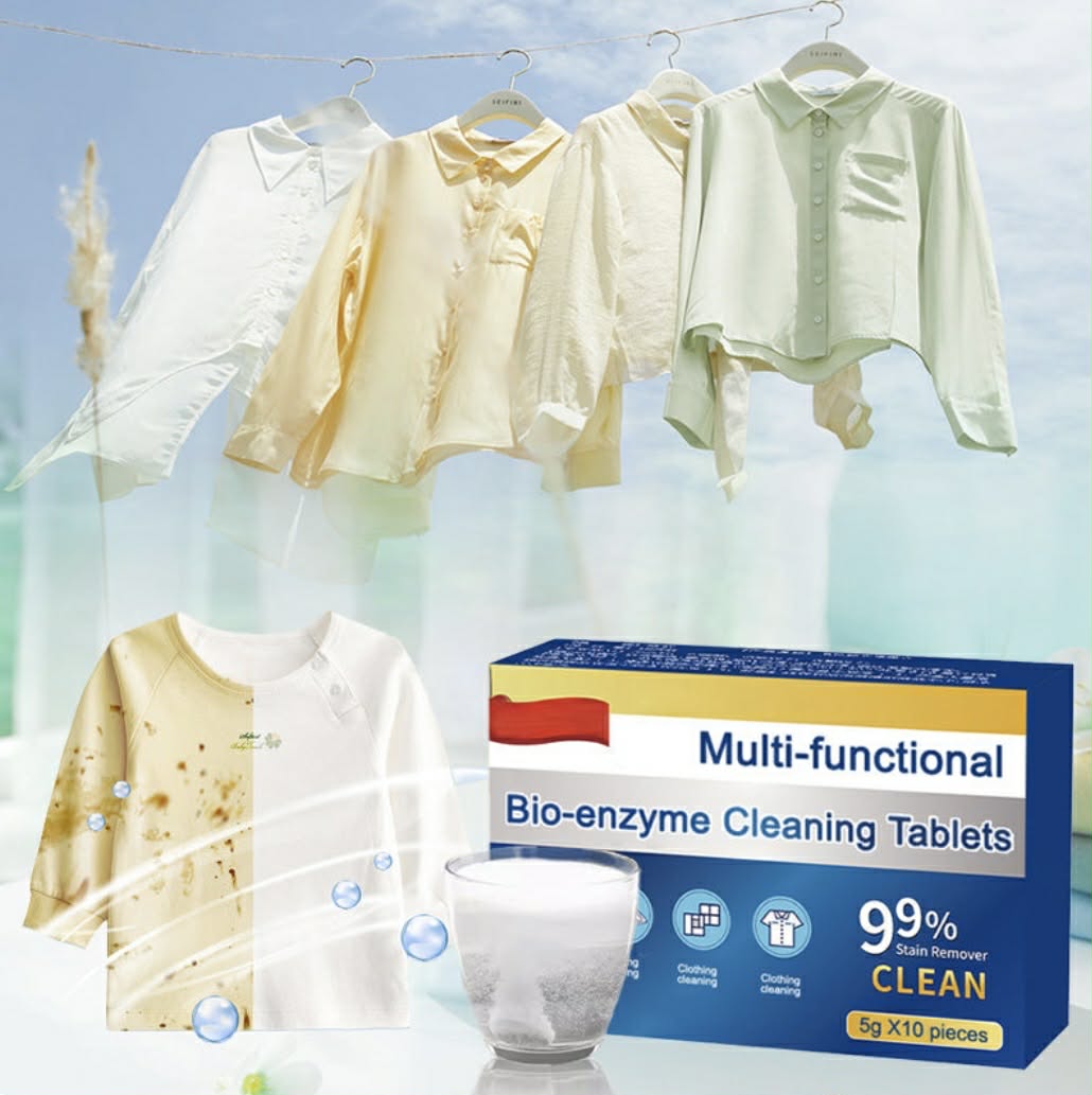 Lot De 2 (20 Comprimés de nettoyage bio-enzymatiques multifonctionnels pour un ménage efficace )