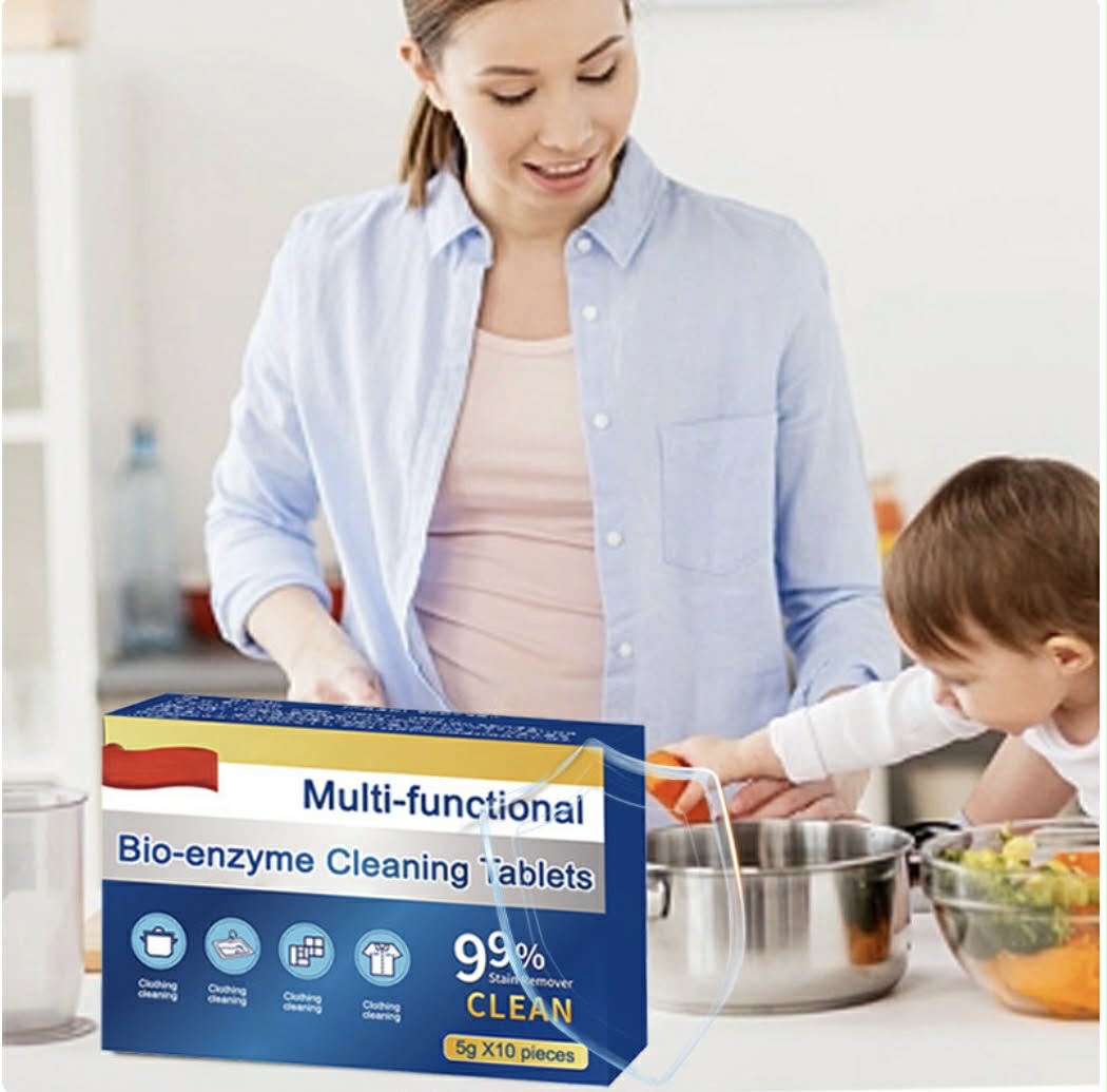 Lot De 2 (20 Comprimés de nettoyage bio-enzymatiques multifonctionnels pour un ménage efficace )