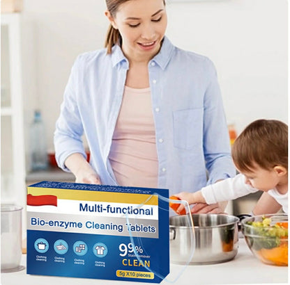Lot De 2 (20 Comprimés de nettoyage bio-enzymatiques multifonctionnels pour un ménage efficace )